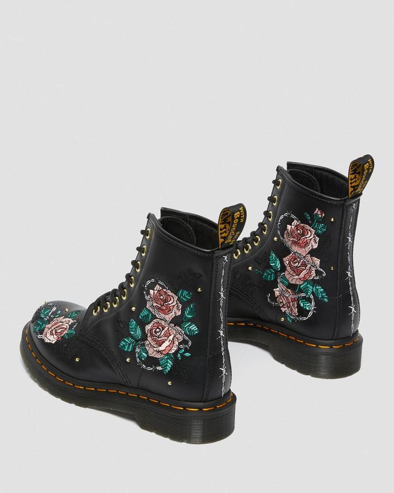 Dr Martens 1460 Vonda Floral Læder Snørestøvler Dame Sort | DK 214UZG